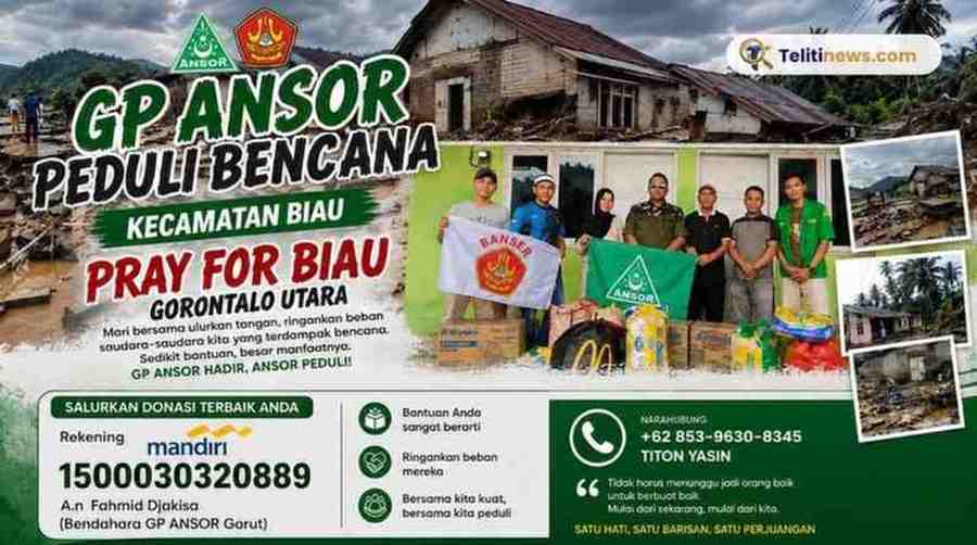 Ringankan Beban Korban Bencana, GP Ansor Gorontalo Utara Galang Donasi “Pray For Biau”