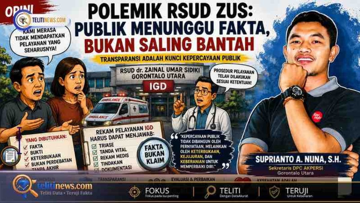Karikatur opini tentang polemik RSUD ZUS dan transparansi pelayanan kesehatan.