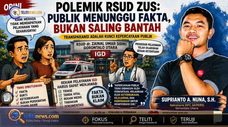 Karikatur opini tentang polemik RSUD ZUS dan transparansi pelayanan kesehatan.