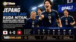 Jepang merayakan gol ke gawang Tunisia dalam laga Piala Dunia 2026 Grup F di Stadion BBVA Monterrey