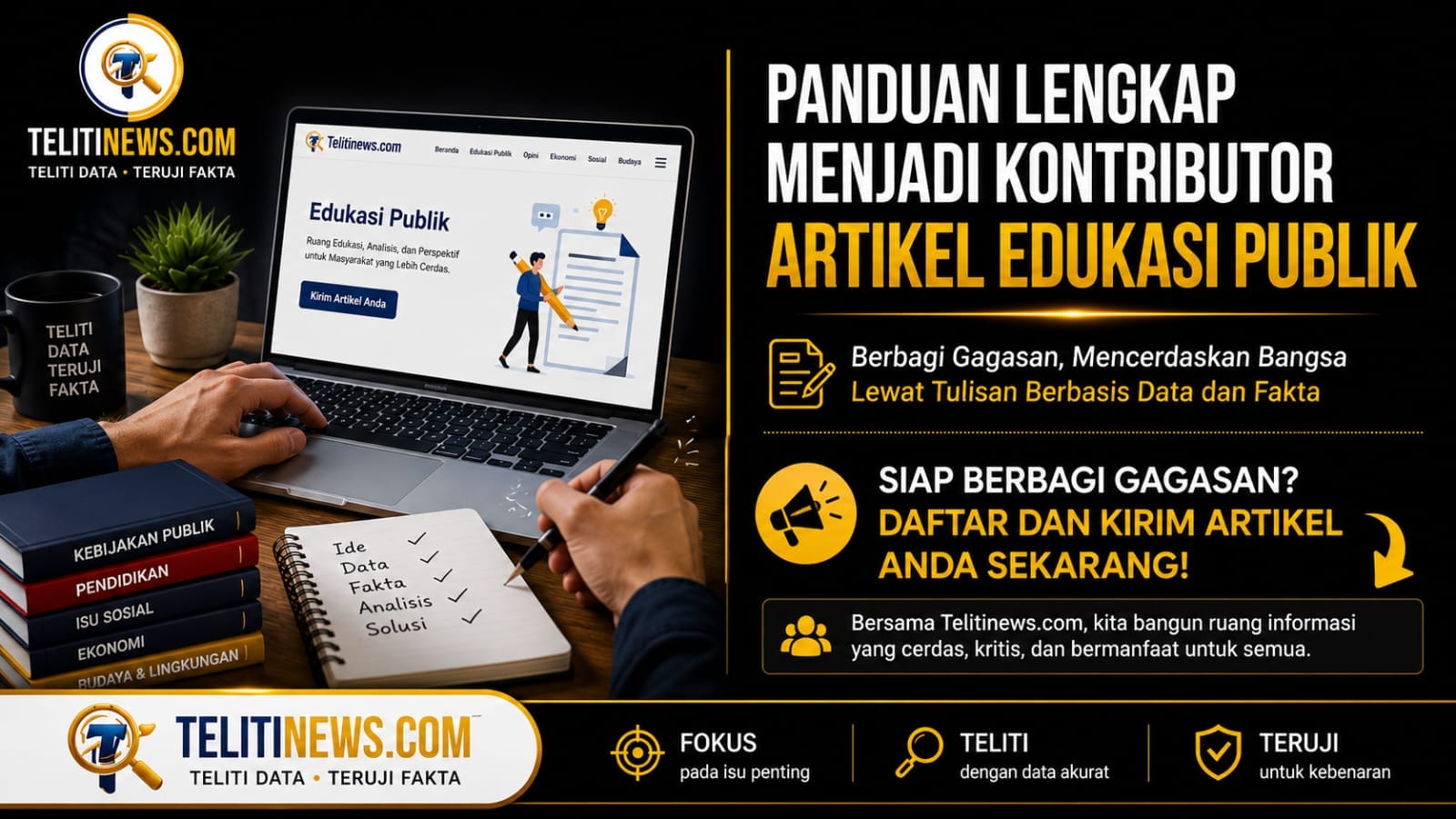 Panduan menjadi kontributor artikel edukasi publik di TelitiNews berbasis Data dan Fakta