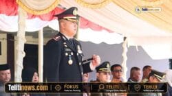Kapolres Gorontalo Utara AKBP Ahmad Eka Perkasa memimpin upacara HUT Bhayangkara ke-80 di Mapolres Gorontalo Utara.
