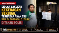 Petugas Unit PPA Satreskrim Polres Gorontalo Utara menahan tersangka dugaan kekerasan seksual terhadap anak di ruang tahanan Polres Gorontalo Utara.