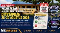 Ilustrasi Reuni Akbar Alumni SDN 2 Ponelo Kepulauan yang dijadwalkan 28–30 Agustus 2026