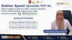 Dokter spesialis THT-KL RSUD dr. Zainal Umar Sidiki melayani pasien BPJS Kesehatan