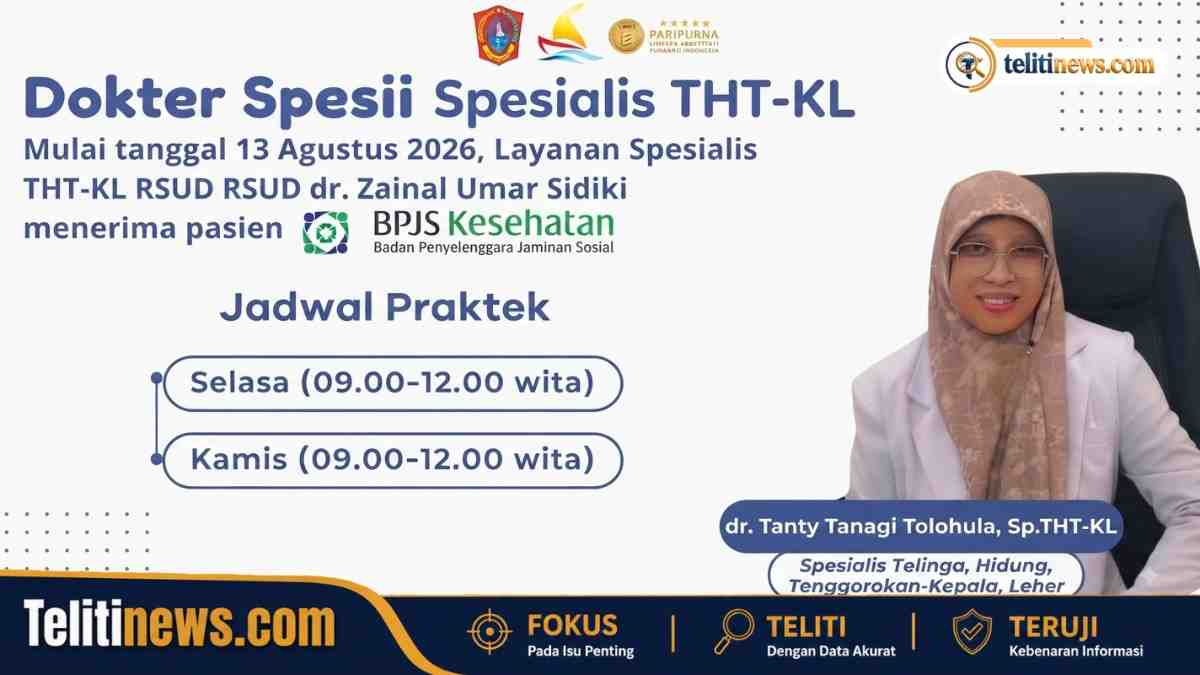 Dokter spesialis THT-KL RSUD dr. Zainal Umar Sidiki melayani pasien BPJS Kesehatan
