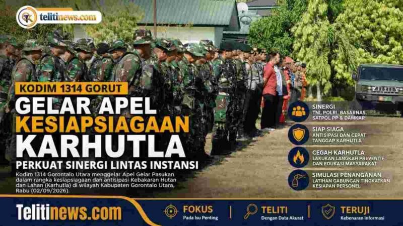 Kodim 1314 Gorut Gelar Apel Kesiapsiagaan Karhutla, Perkuat Sinergi Lintas Instansi