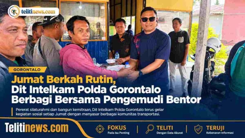 Jumat Berkah Rutin, Dit Intelkam Polda Gorontalo Berbagi Bersama Pengemudi Bentor