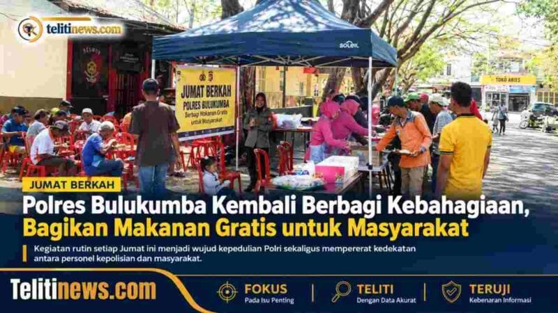 Polres Bulukumba Kembali Berbagi Kebahagiaan, Bagikan Makanan Gratis di Jumat Berkah